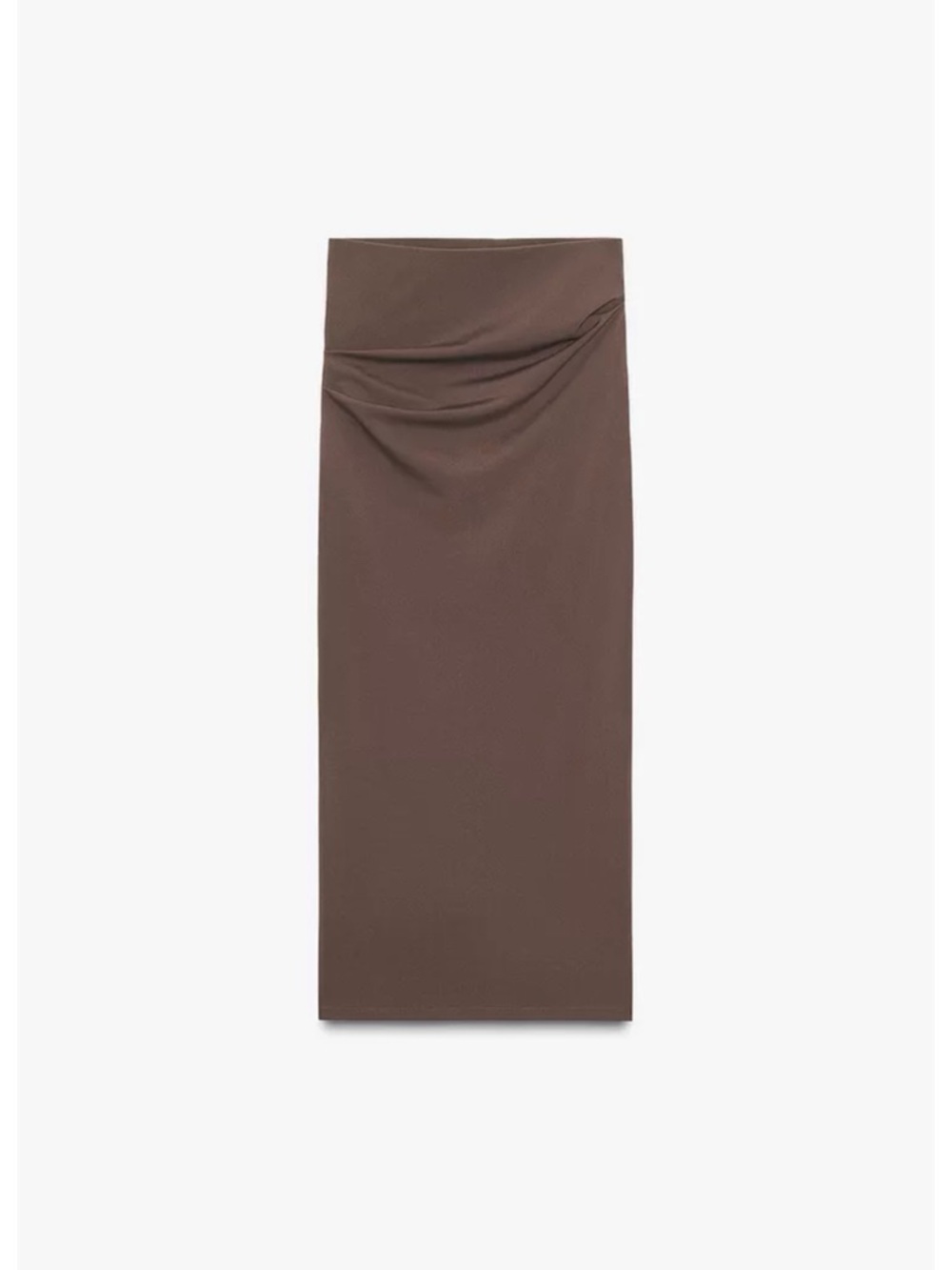 Zara Chocolate Brown Draped-Waist Midi Pencil Skirt